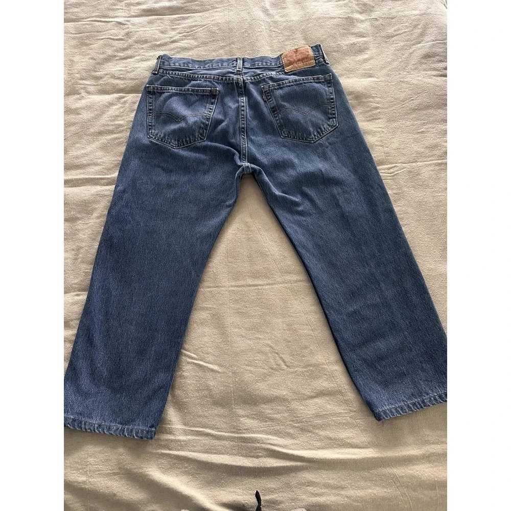 Levi's 505 Straight Leg Jeans Blue Denim 36x25 Altered -‎  Short